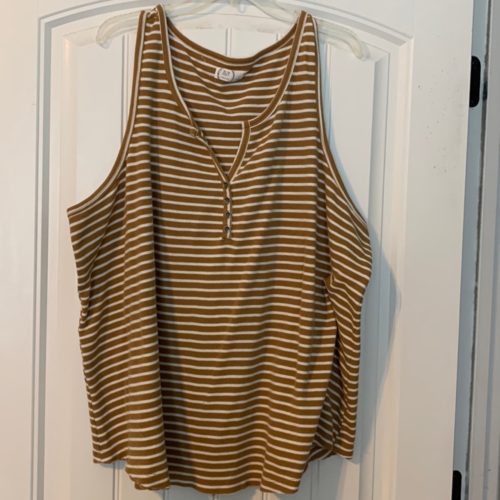 Mustard yellow and white striped tank